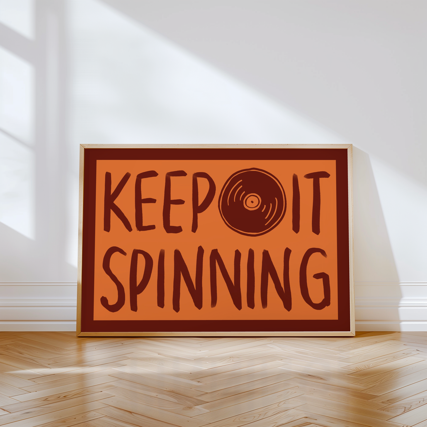 Keep It Spinning Vinyl Record Player Print in Red