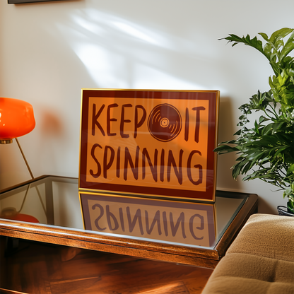 Keep It Spinning Vinyl Record Player Print in Red