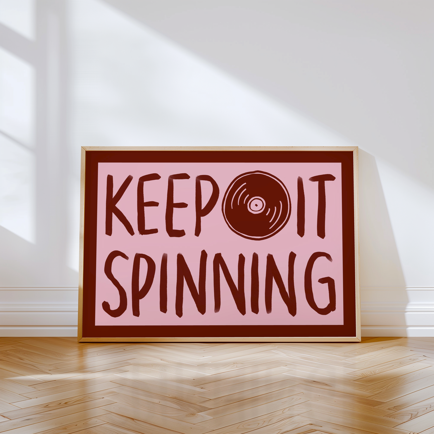 Keep It Spinning Vinyl Record Player Print in Red
