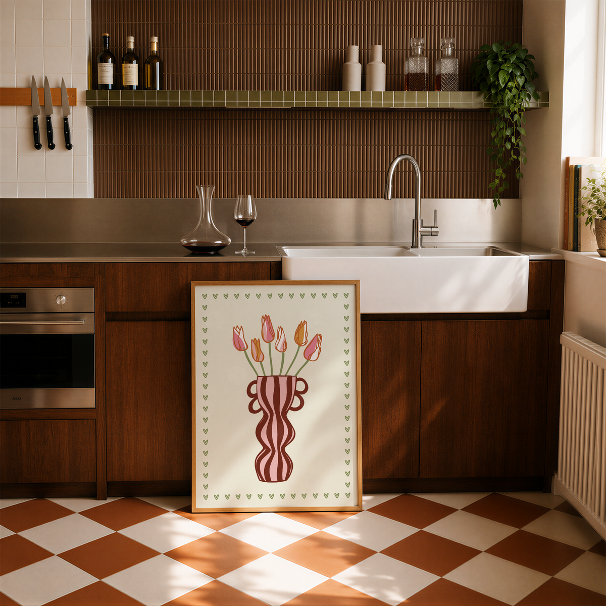 Striped Tulip Vase Print