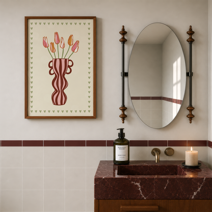 Striped Tulip Vase Print