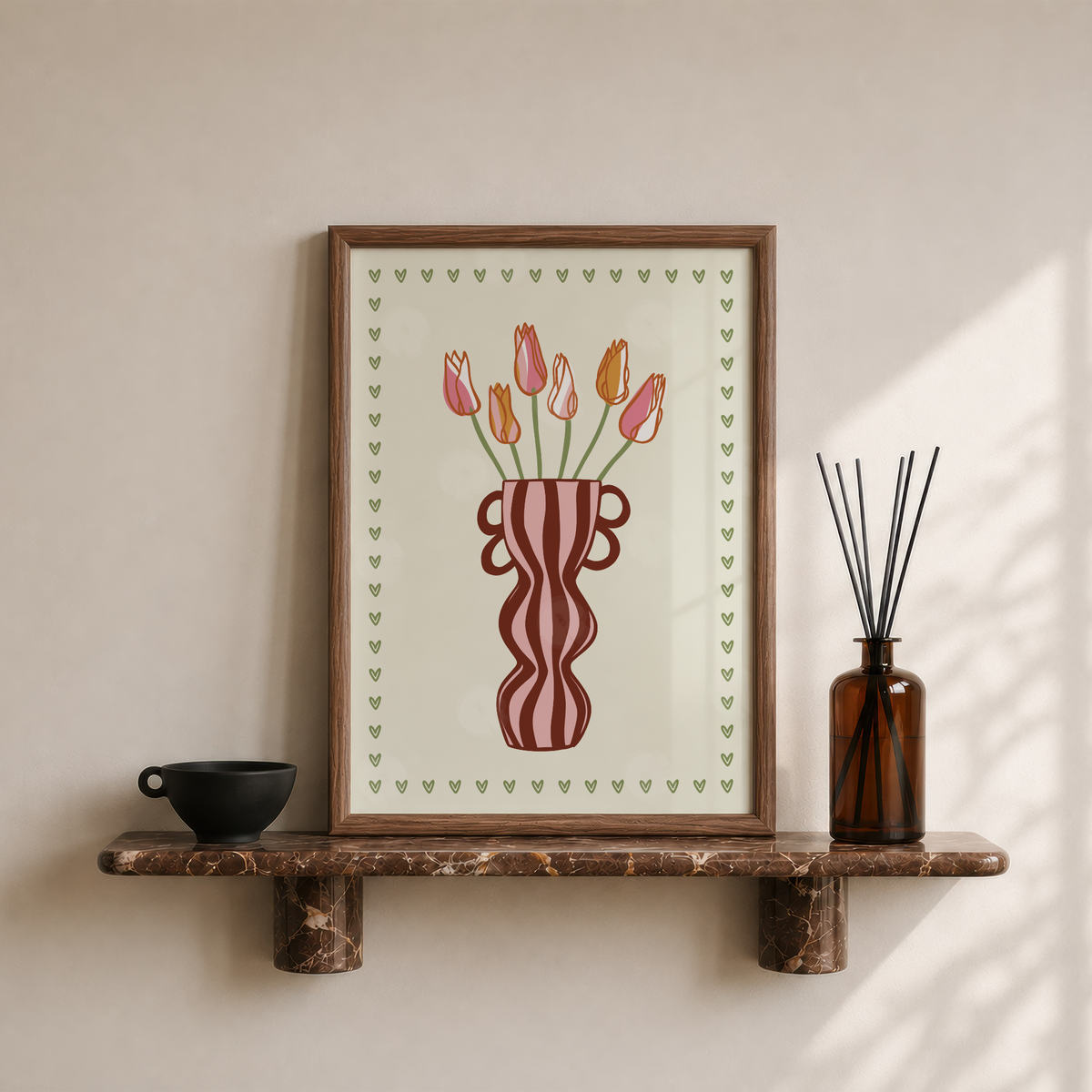 Striped Tulip Vase Print