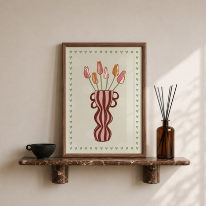 Striped Tulip Vase Print