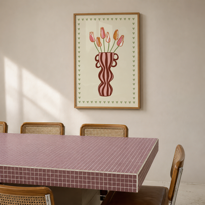 Striped Tulip Vase Print