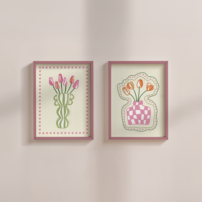 Set of 2 Flower Vase Print Bundle