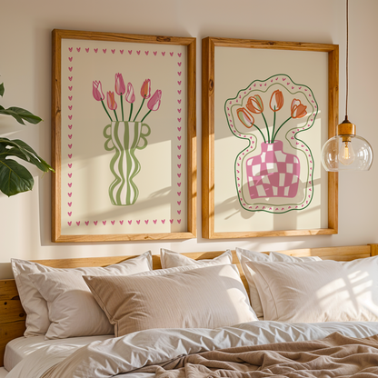 Set of 2 Flower Vase Print Bundle