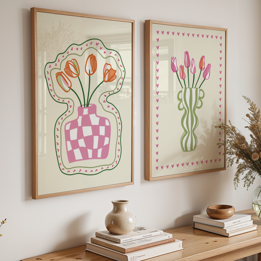 Set of 2 Flower Vase Print Bundle
