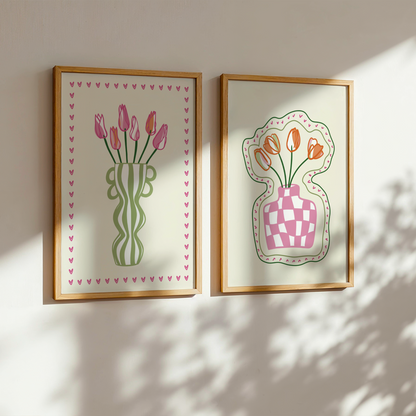 Set of 2 Flower Vase Print Bundle