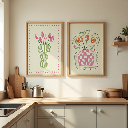 Set of 2 Flower Vase Print Bundle