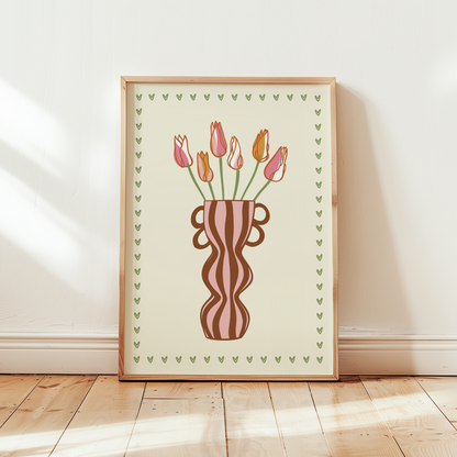 Striped Tulip Vase Print