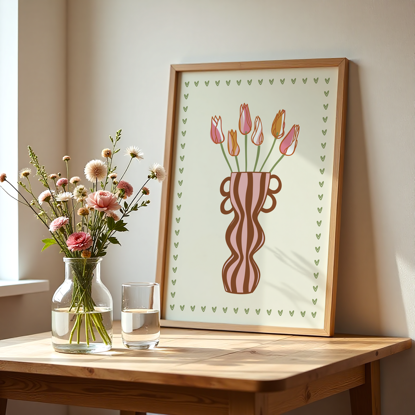 Striped Tulip Vase Print