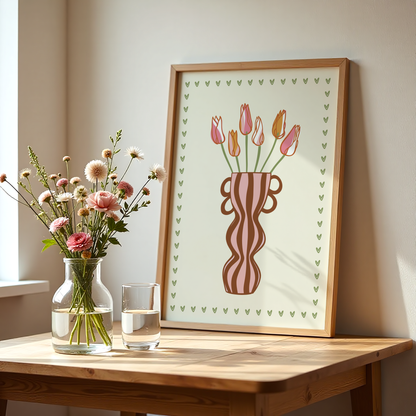 Striped Tulip Vase Print