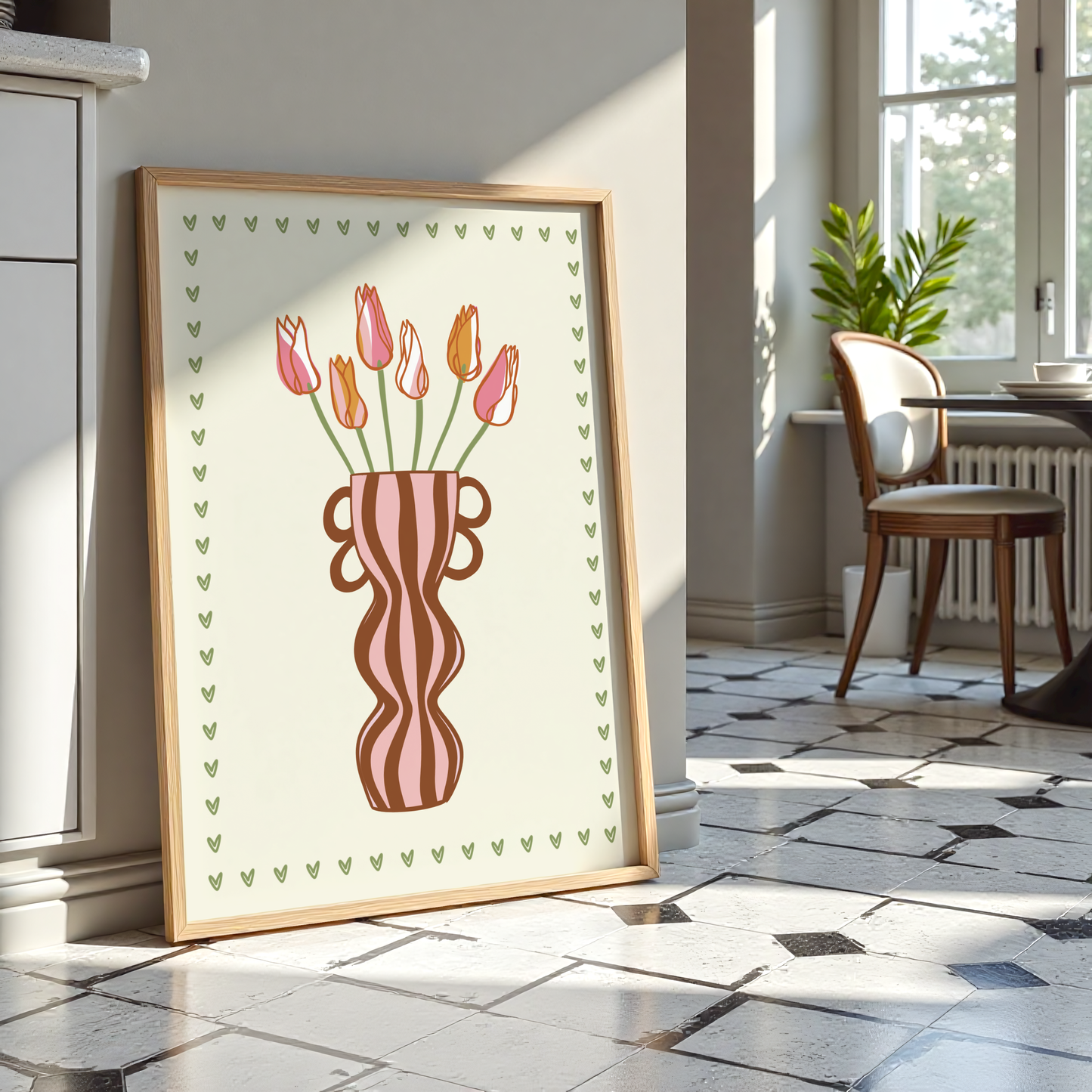 Striped Tulip Vase Print
