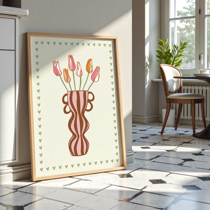 Striped Tulip Vase Print