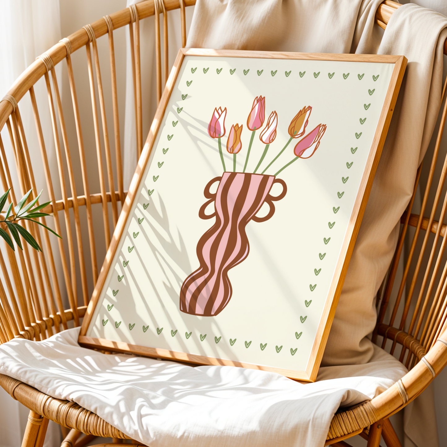 Striped Tulip Vase Print