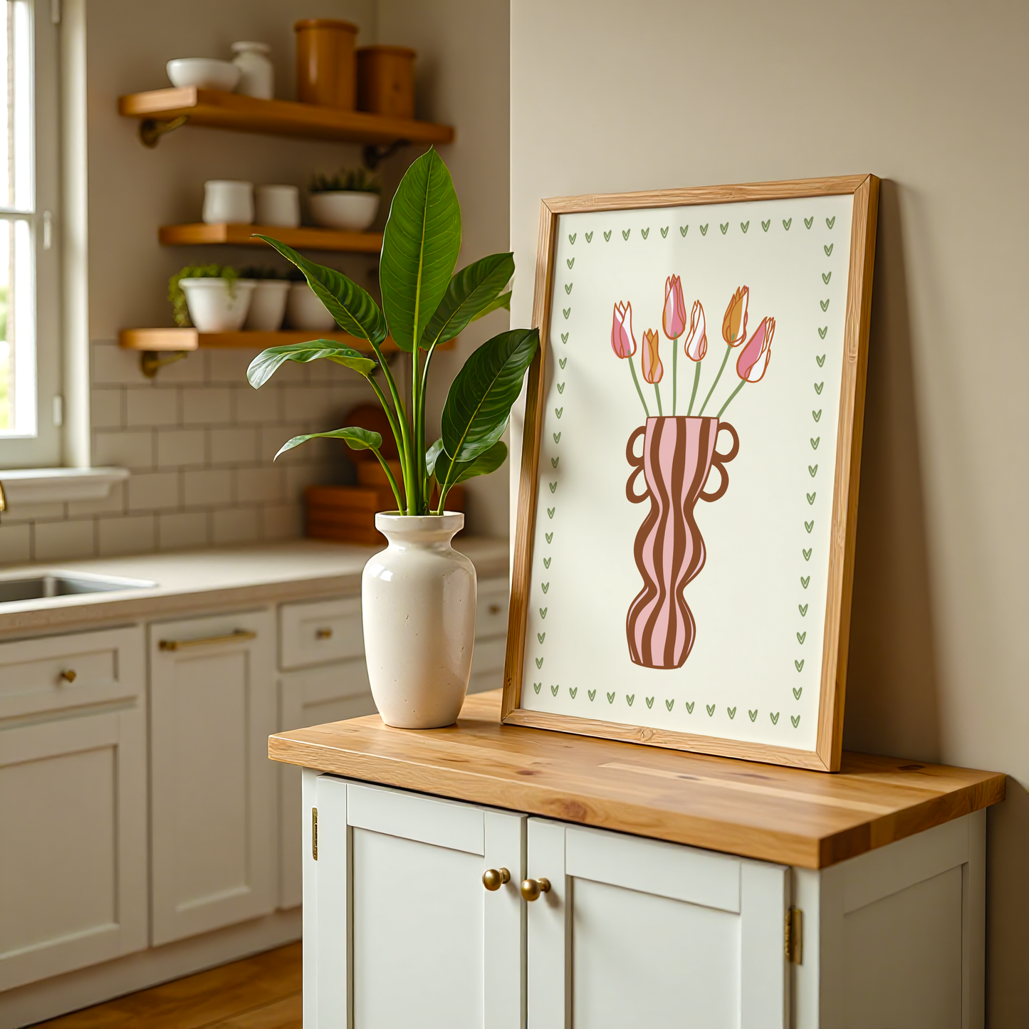 Striped Tulip Vase Print