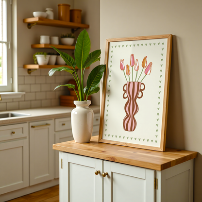 Striped Tulip Vase Print
