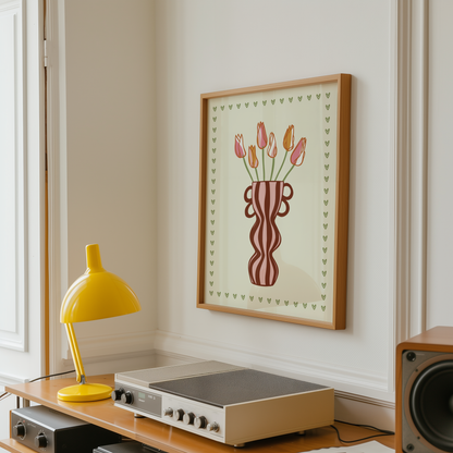 Striped Tulip Vase Print
