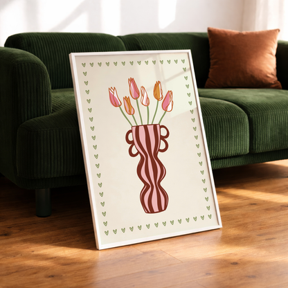Striped Tulip Vase Print