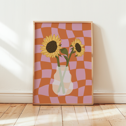 Sunflower Vase Print in Orange