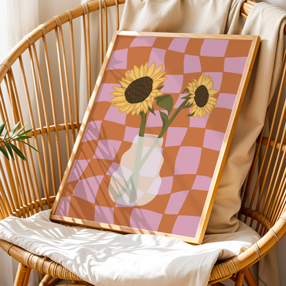Sunflower Vase Print in Orange