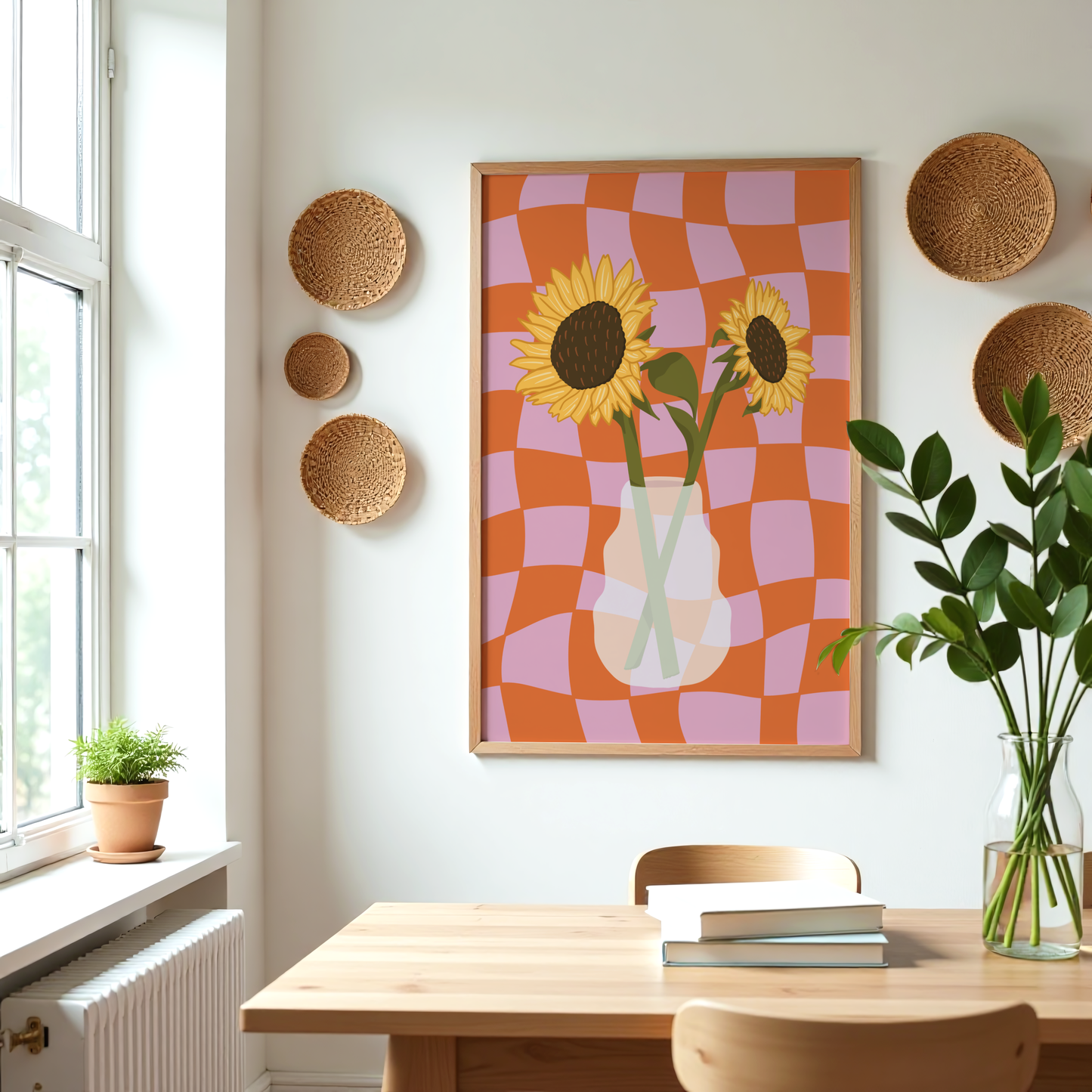 Sunflower Vase Print in Orange