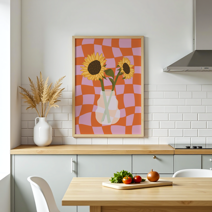 Sunflower Vase Print in Orange