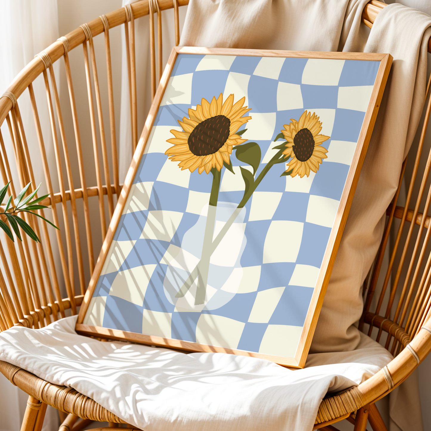Sunflower Vase Print in Blue