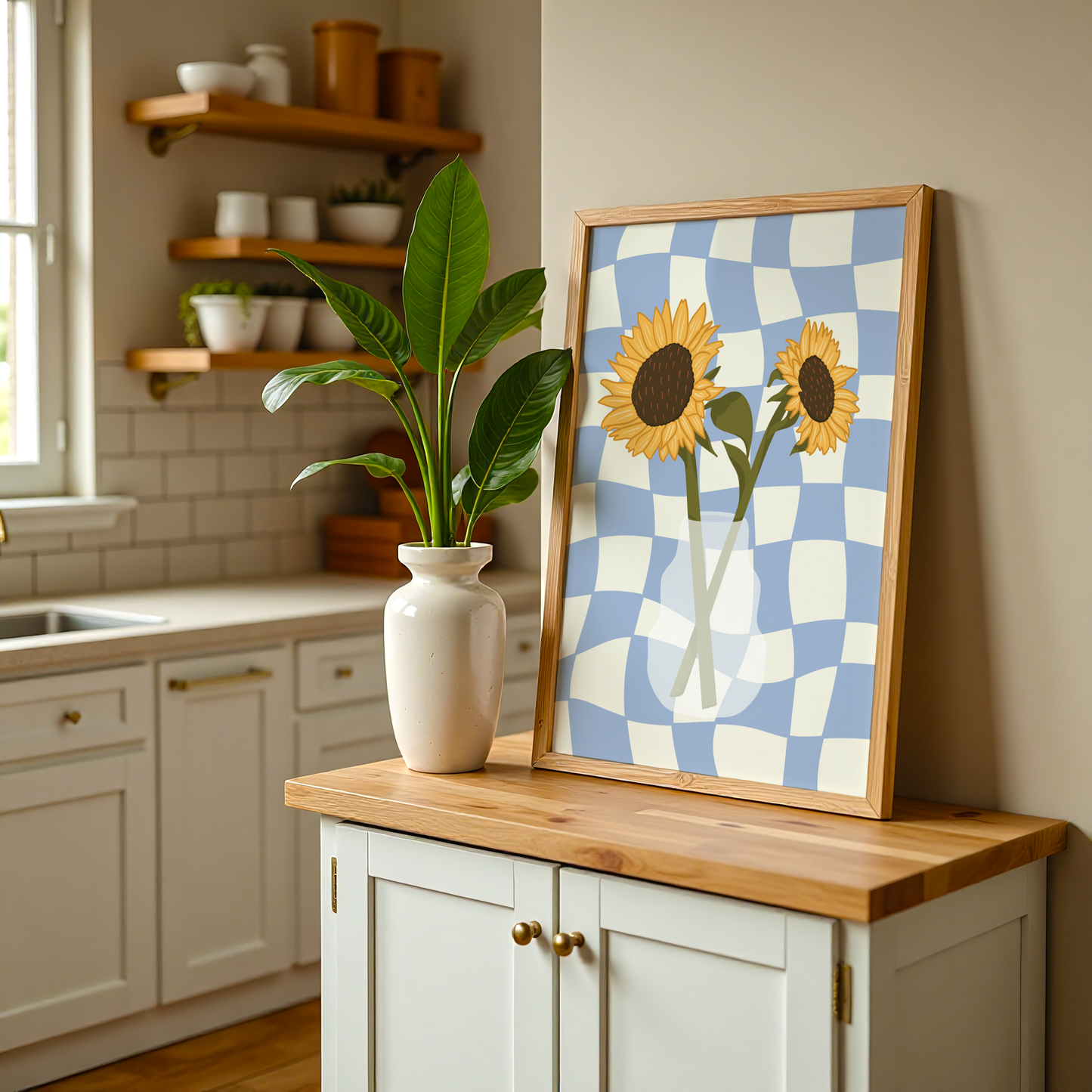 Sunflower Vase Print in Blue