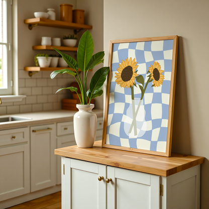 Sunflower Vase Print in Blue