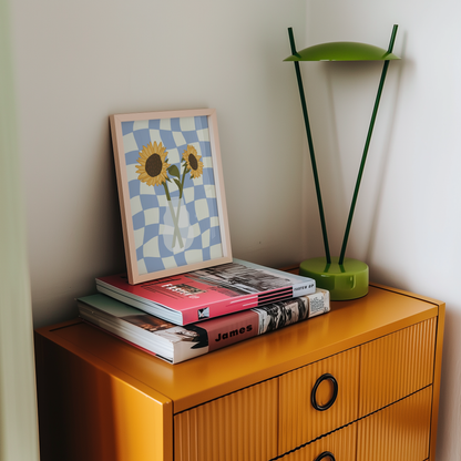 Sunflower Vase Print in Blue