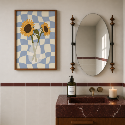 Sunflower Vase Print in Blue