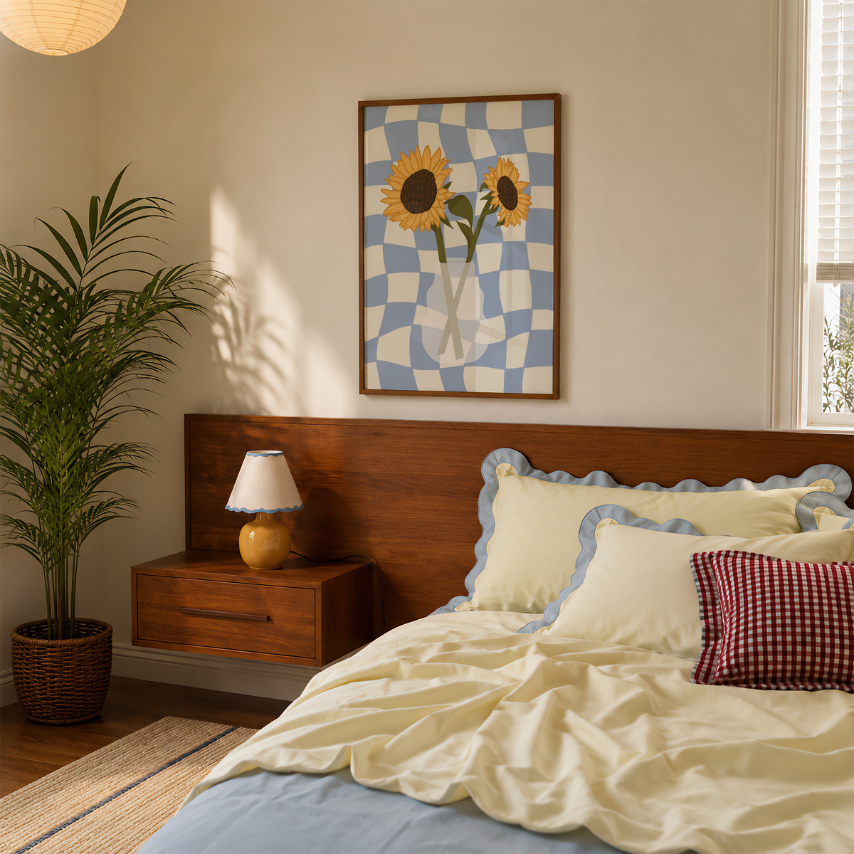 Sunflower Vase Print in Blue
