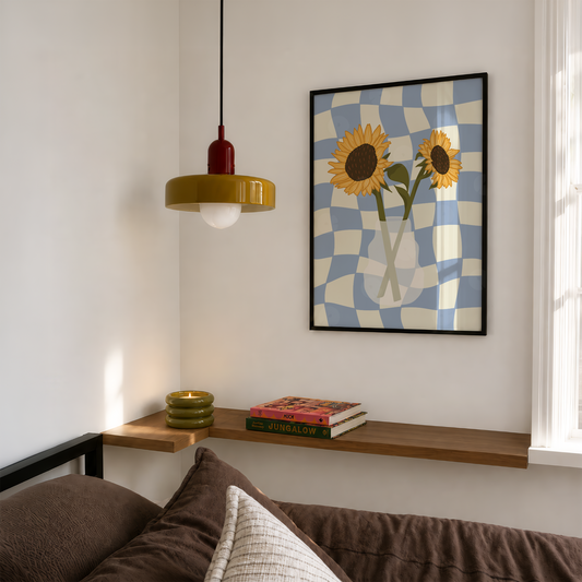 Sunflower Vase Print in Blue