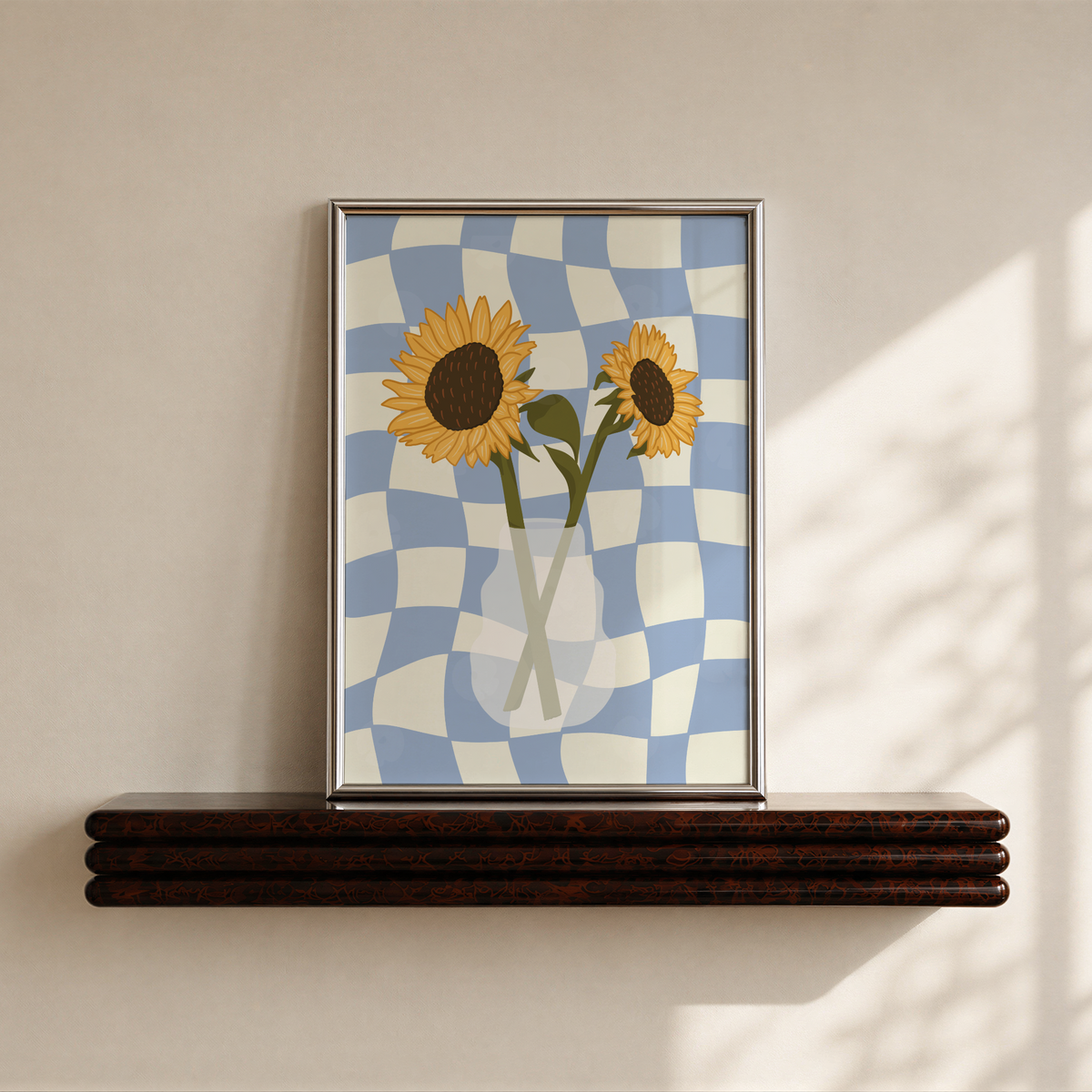 Sunflower Vase Print in Blue