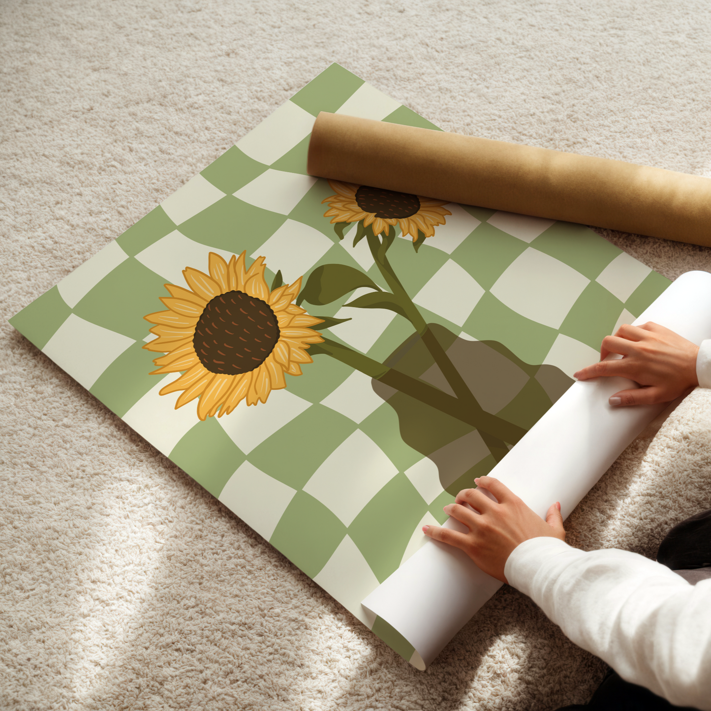 Sunflower Vase Print in Green