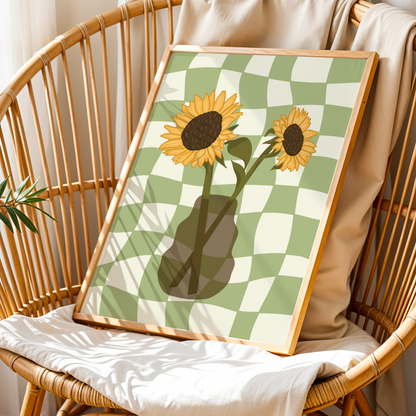 Sunflower Vase Print in Green