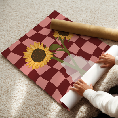 Sunflower Vase Print in Red