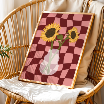 Sunflower Vase Print in Red