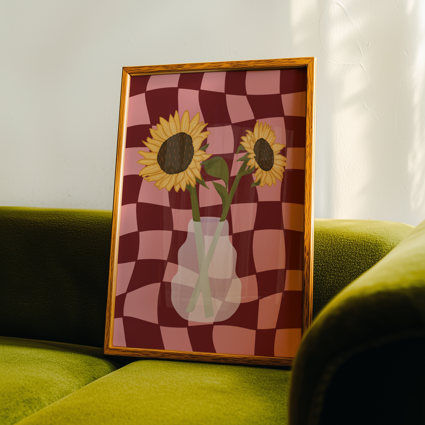 Sunflower Vase Print in Red