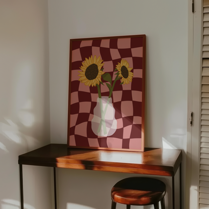Sunflower Vase Print in Red