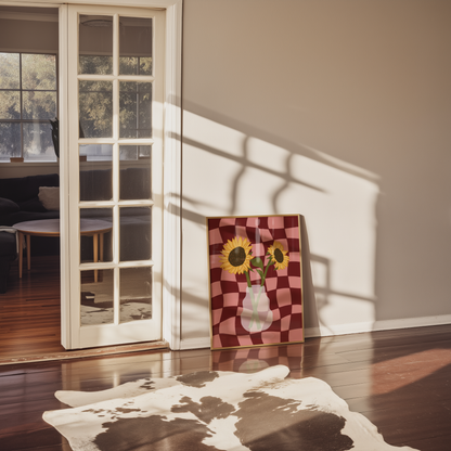 Sunflower Vase Print in Red