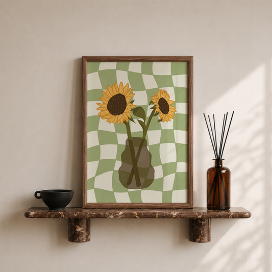 Sunflower Vase Print in Green
