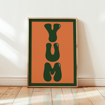 Yum Food Typography Print in Green