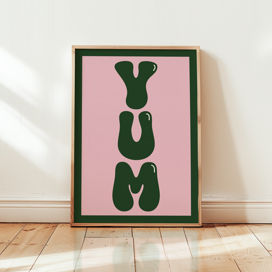 Yum Food Typography Print in Green