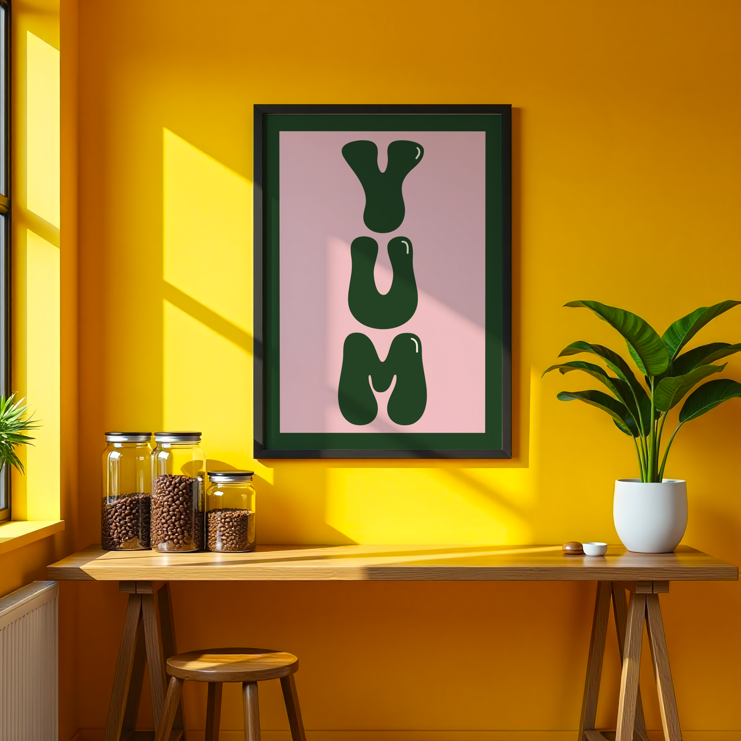 Yum Food Typography Print in Green