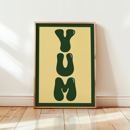 Yum Food Typography Print in Green