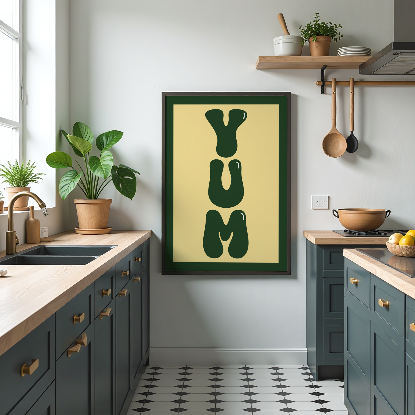 Yum Food Typography Print in Green